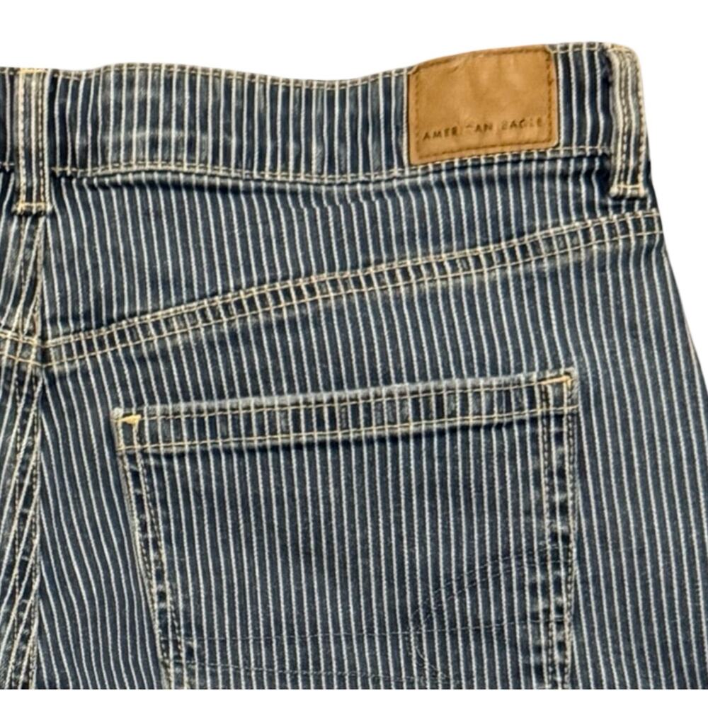American Eagle Jeans Womens Size 10 Baggy Straight High Rise Pinstripe 32x28 - Picture 9 of 12